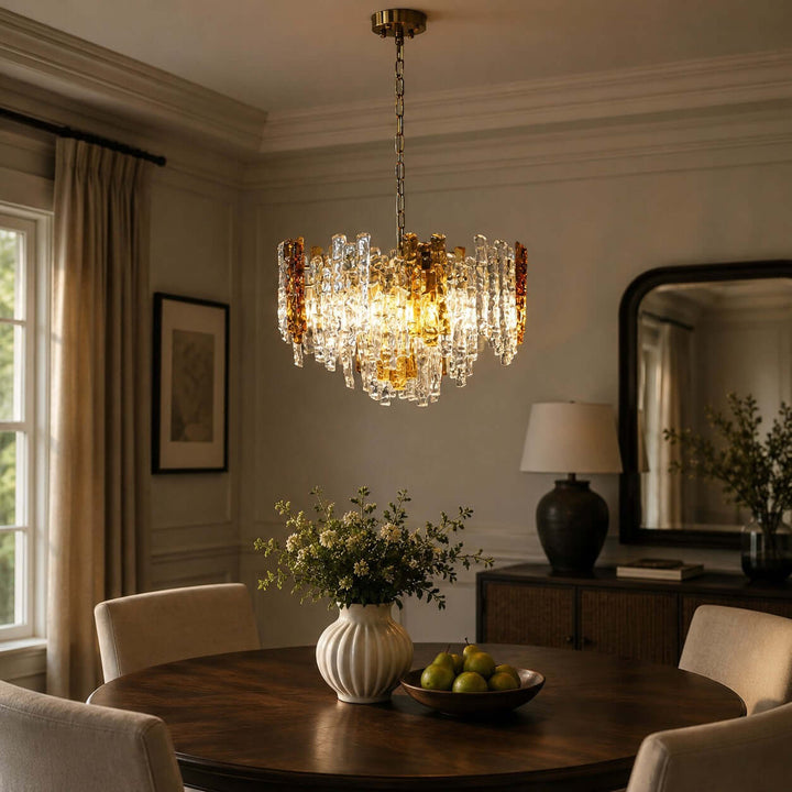 Aurevia Chandelier | Amber Glass Dining Room Light