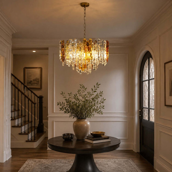 Aurevia Chandelier | Amber Glass Dining Room Light
