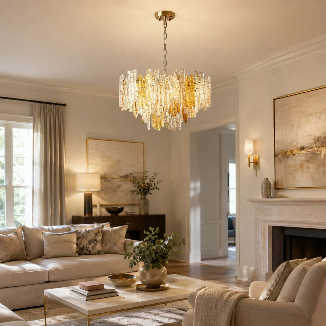 Aurevia Chandelier | Amber Glass Dining Room Light