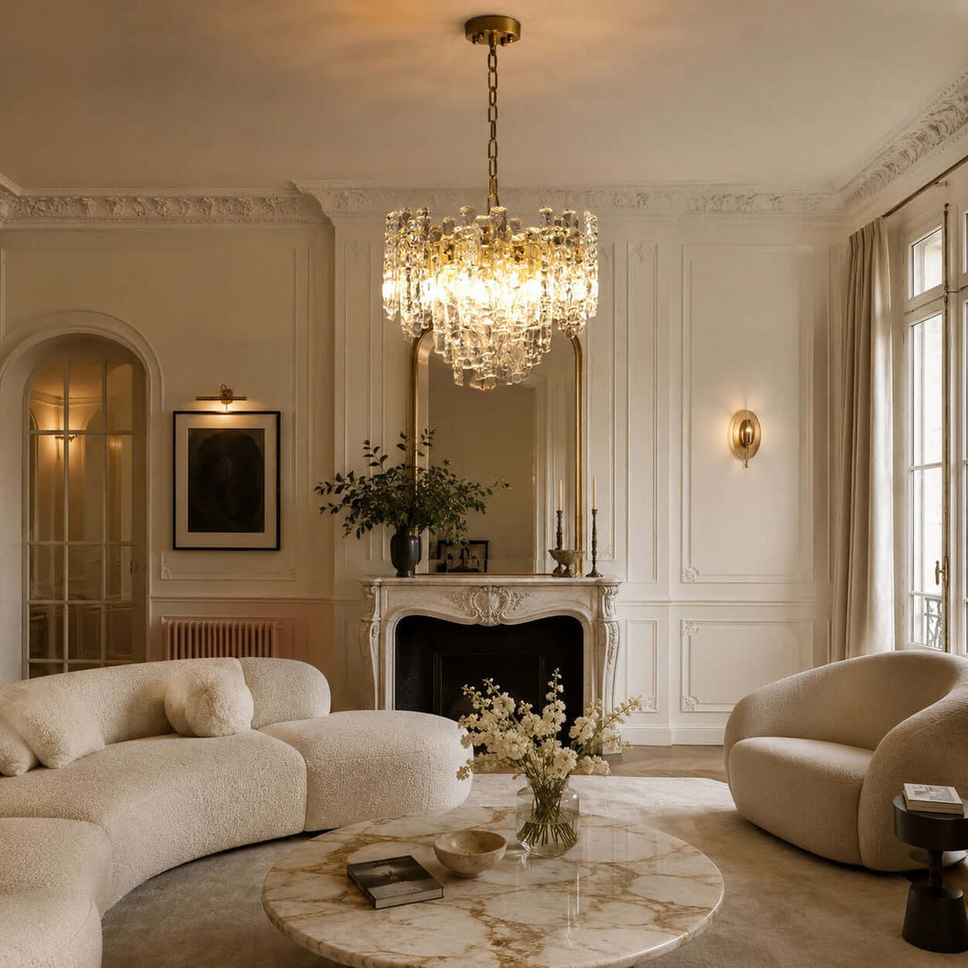 Aurevia Chandelier | Amber Glass Dining Room Light