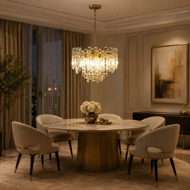 Aurevia Chandelier | Amber Glass Dining Room Light