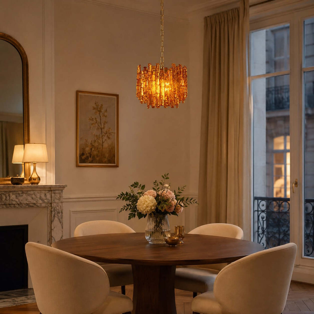 Aurevia Chandelier | Amber Glass Dining Room Light
