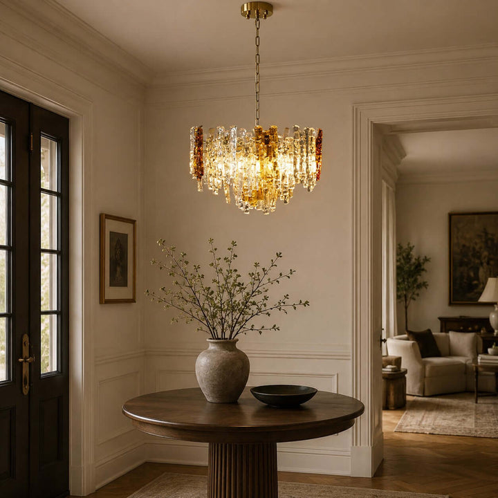Aurevia Chandelier | Amber Glass Dining Room Light