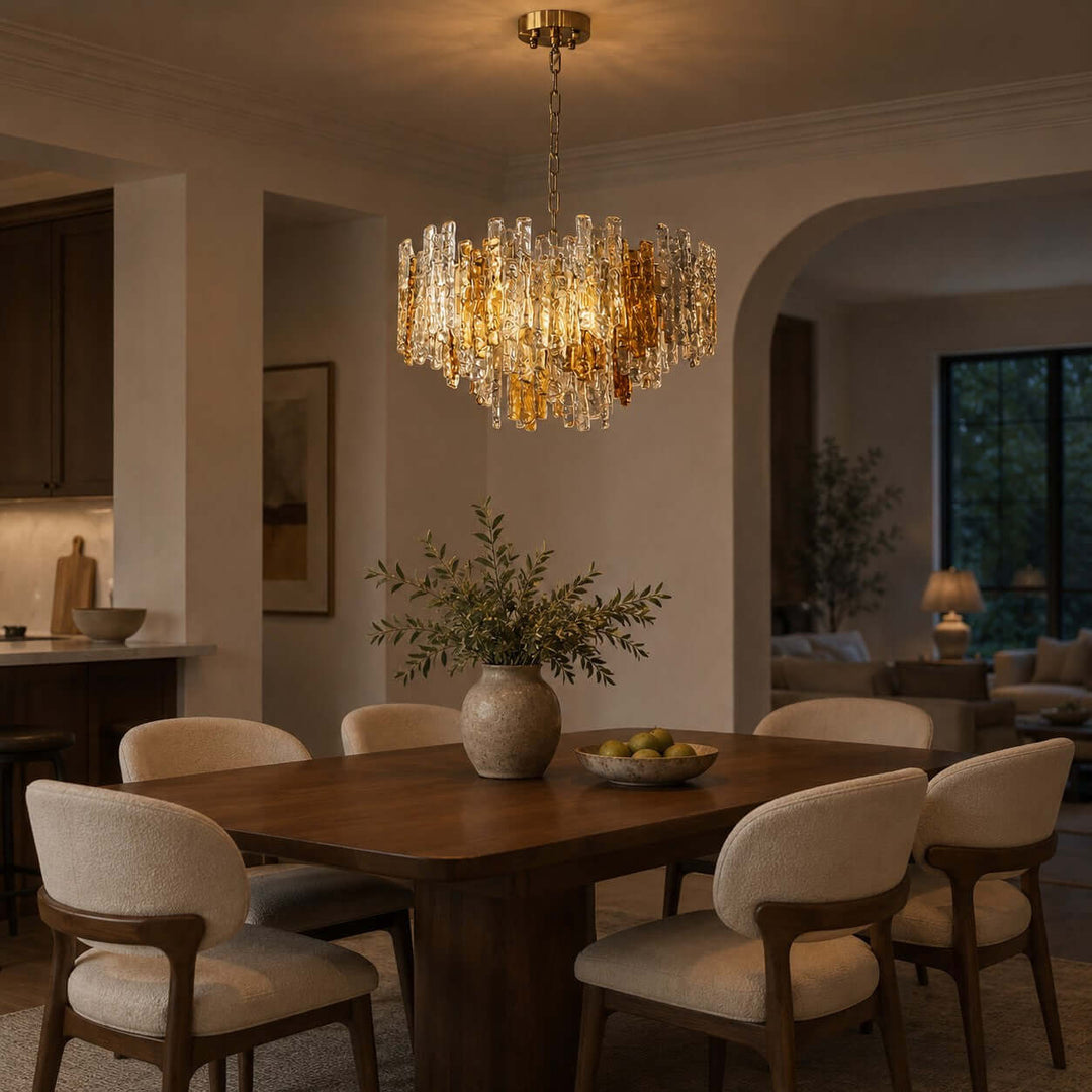 Aurevia Chandelier | Amber Glass Dining Room Light