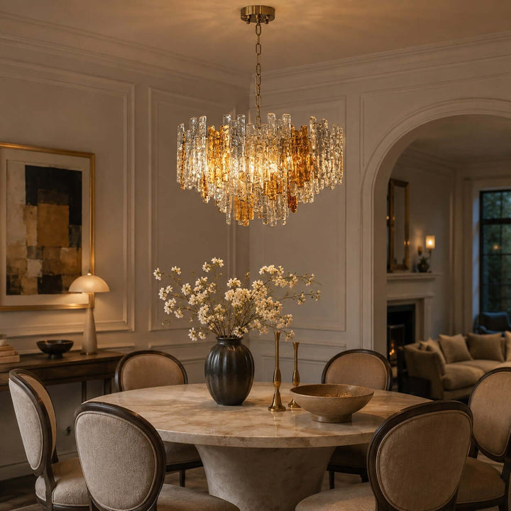 Aurevia Chandelier | Amber Glass Dining Room Light