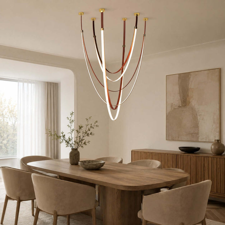 Leather and Silicone 3-Light Chandelier for Tall Spaces | Vinlighting