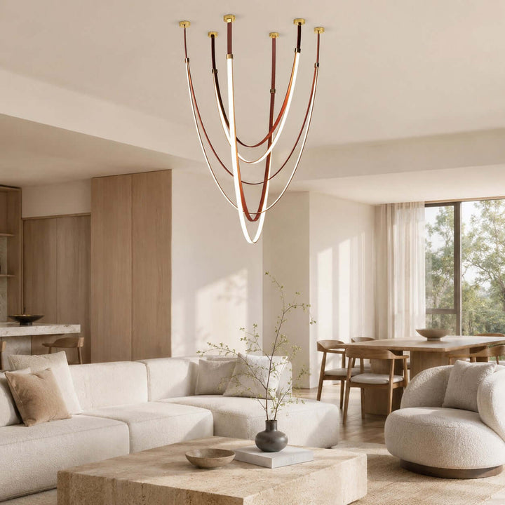 Leather and Silicone 3-Light Chandelier for Tall Spaces | Vinlighting