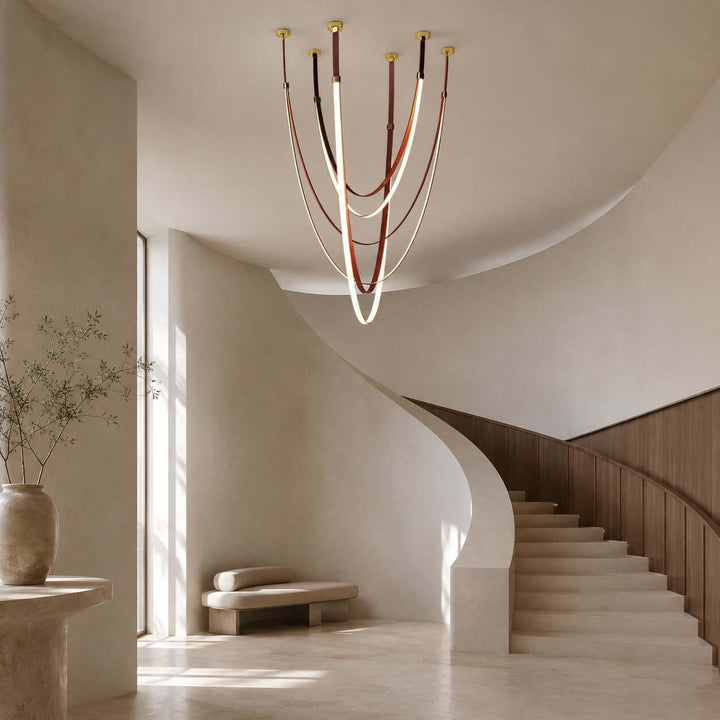 Leather and Silicone 3-Light Chandelier for Tall Spaces | Vinlighting