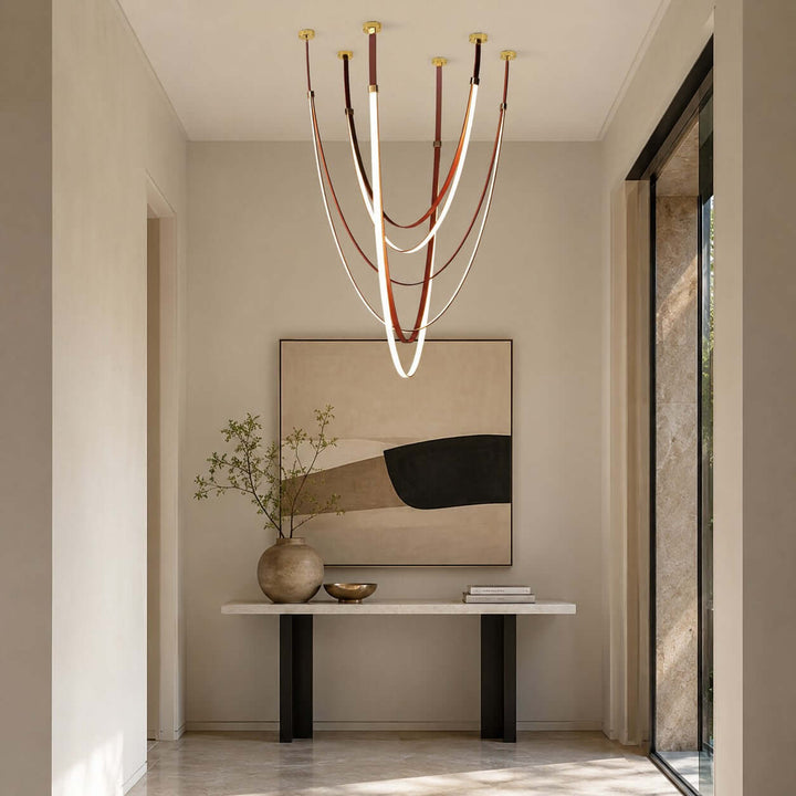 Leather and Silicone 3-Light Chandelier for Tall Spaces | Vinlighting