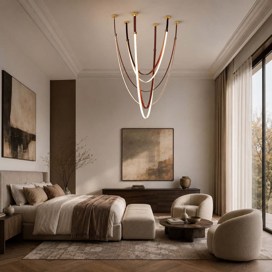 Leather and Silicone 3-Light Chandelier for Tall Spaces | Vinlighting