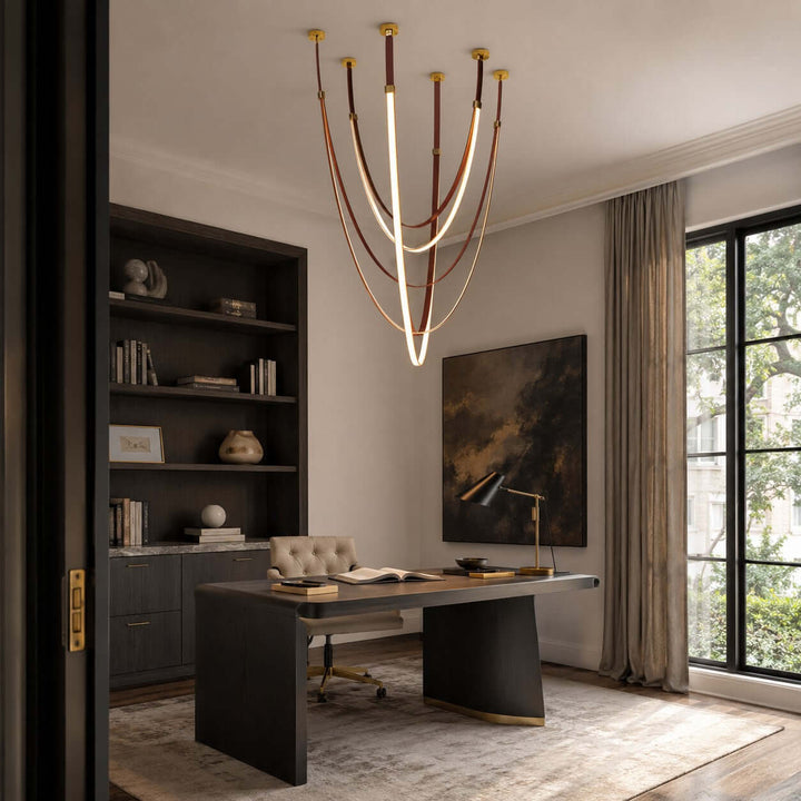 Leather and Silicone 3-Light Chandelier for Tall Spaces | Vinlighting