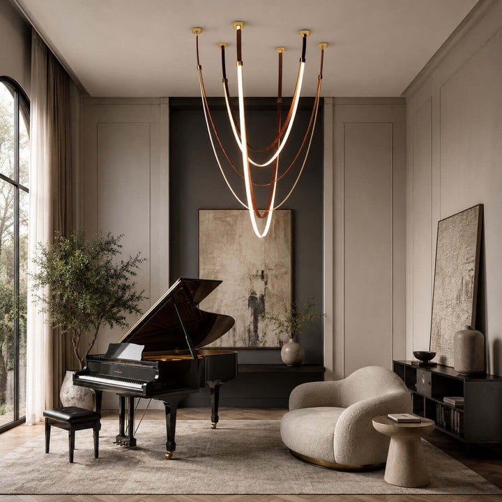 Leather and Silicone 3-Light Chandelier for Tall Spaces | Vinlighting