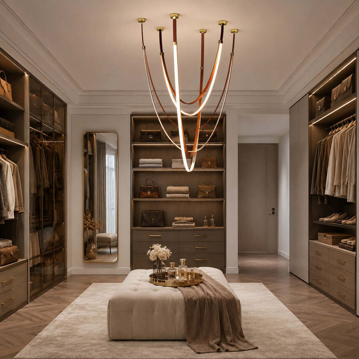 Leather and Silicone 3-Light Chandelier for Tall Spaces | Vinlighting