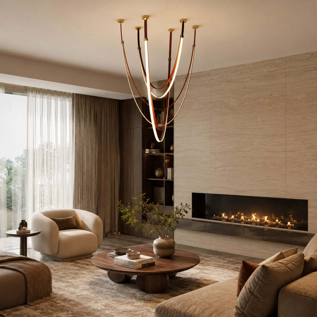 Leather and Silicone 3-Light Chandelier for Tall Spaces | Vinlighting