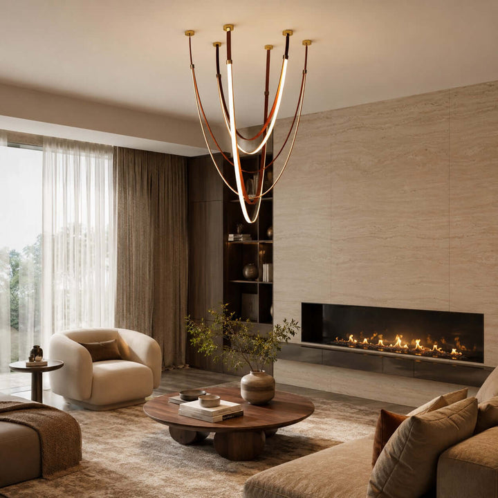 Leather and Silicone 3-Light Chandelier for Tall Spaces | Vinlighting