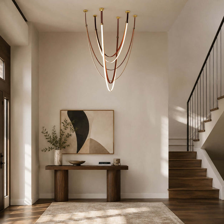 Leather and Silicone 3-Light Chandelier for Tall Spaces | Vinlighting