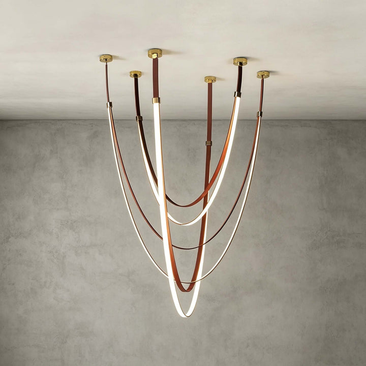 Leather and Silicone 3-Light Chandelier for Tall Spaces | Vinlighting