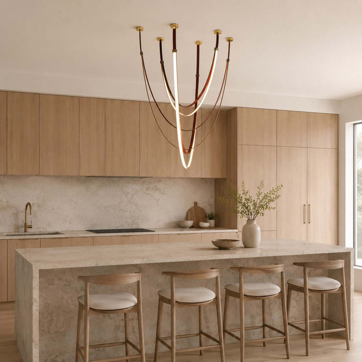 Leather and Silicone 3-Light Chandelier for Tall Spaces | Vinlighting