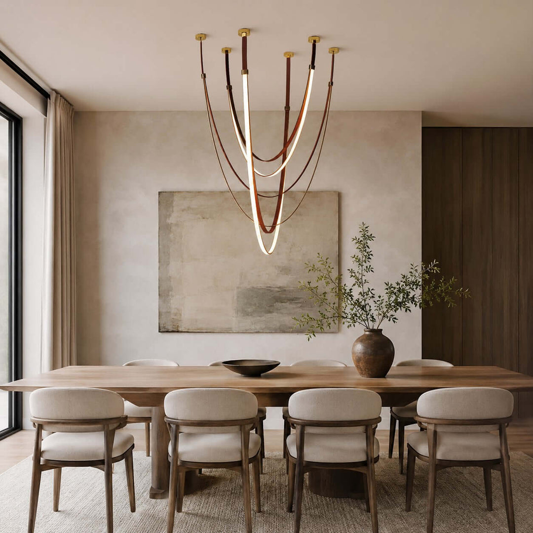 Leather and Silicone 3-Light Chandelier for Tall Spaces | Vinlighting