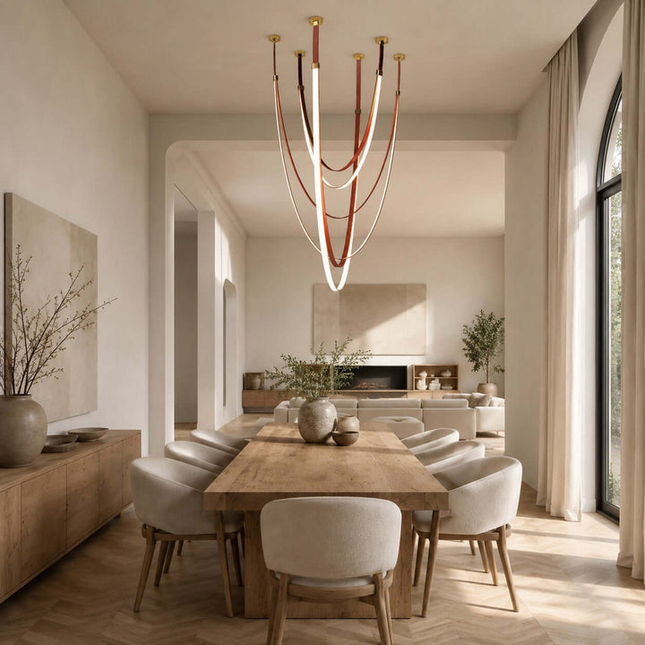 Leather and Silicone 3-Light Chandelier for Tall Spaces | Vinlighting