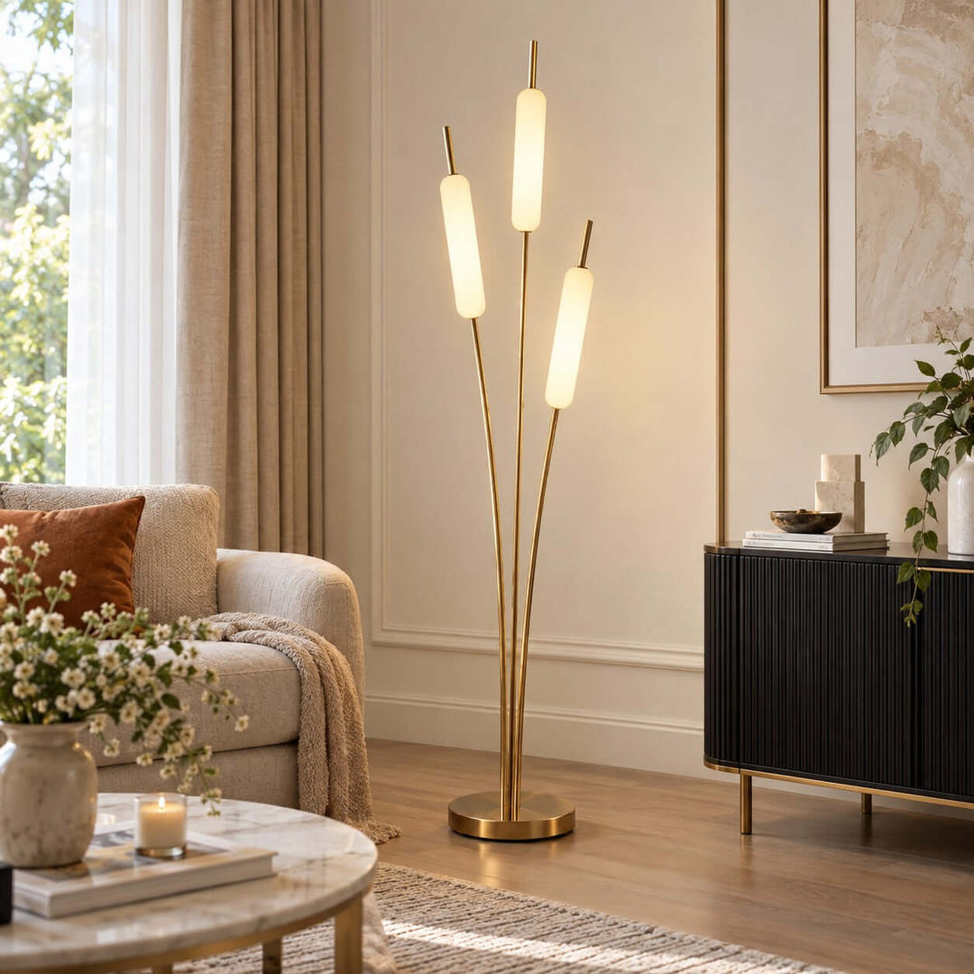 Avren LED Standing Lamp with Frosted Glass Shades for Home Decor