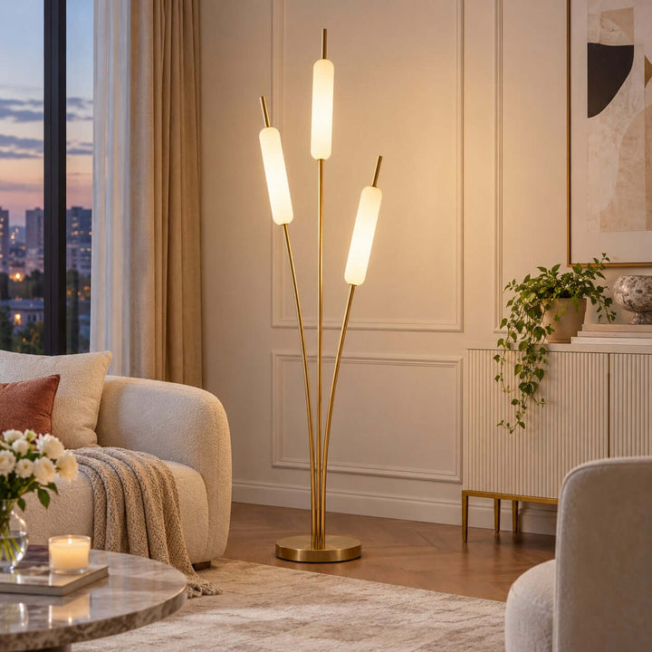 Avren LED Standing Lamp with Frosted Glass Shades for Home Decor