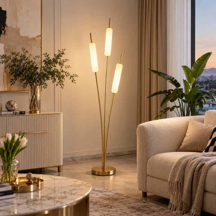 Avren LED Standing Lamp with Frosted Glass Shades for Home Decor