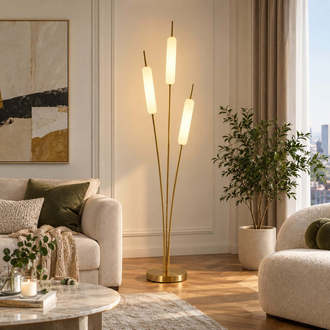 Avren LED Standing Lamp with Frosted Glass Shades for Home Decor