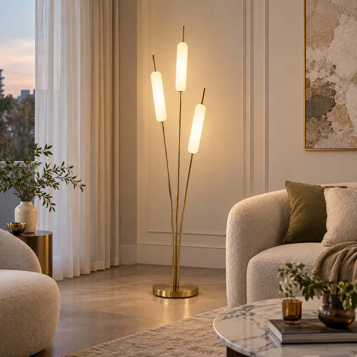 Avren LED Standing Lamp with Frosted Glass Shades for Home Decor