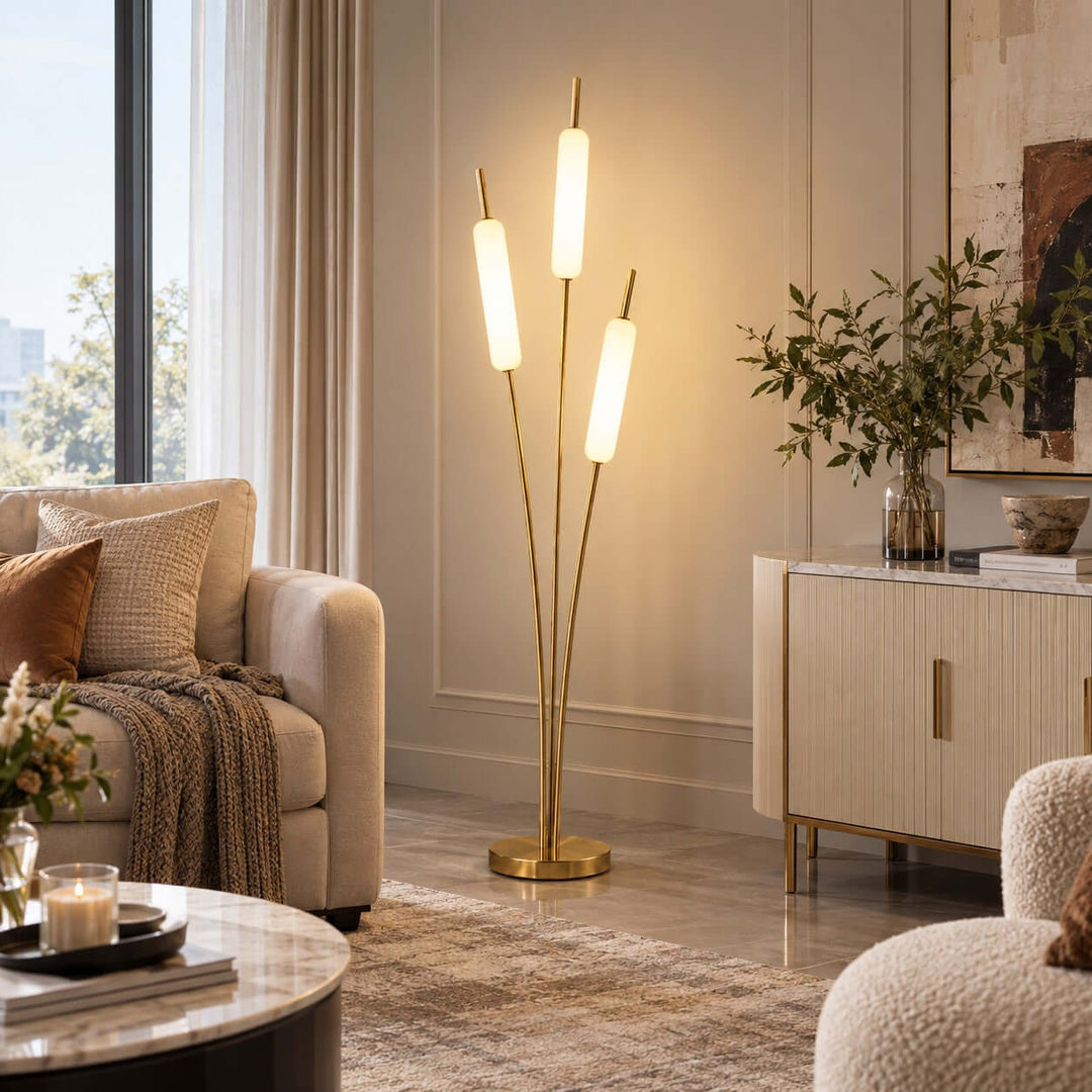 Avren LED Standing Lamp with Frosted Glass Shades for Home Decor