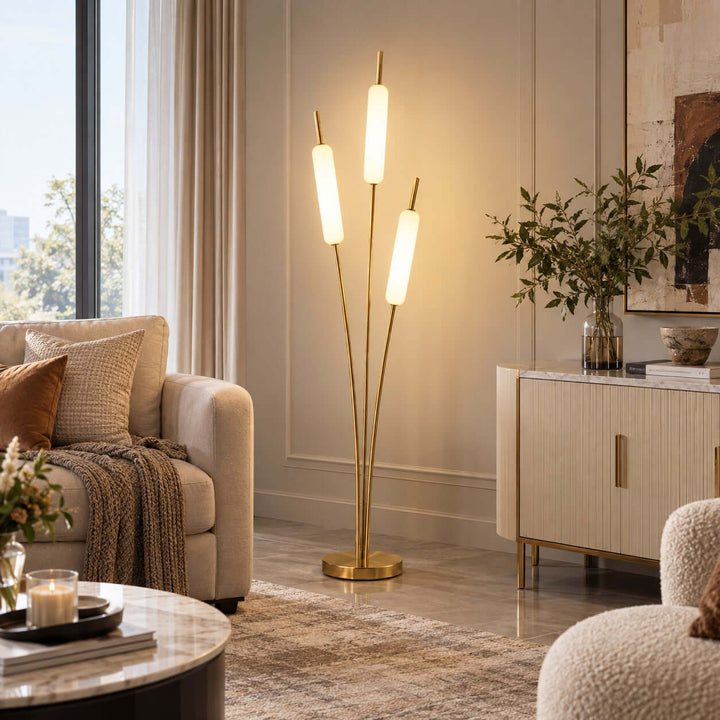 Avren LED Standing Lamp with Frosted Glass Shades for Home Decor