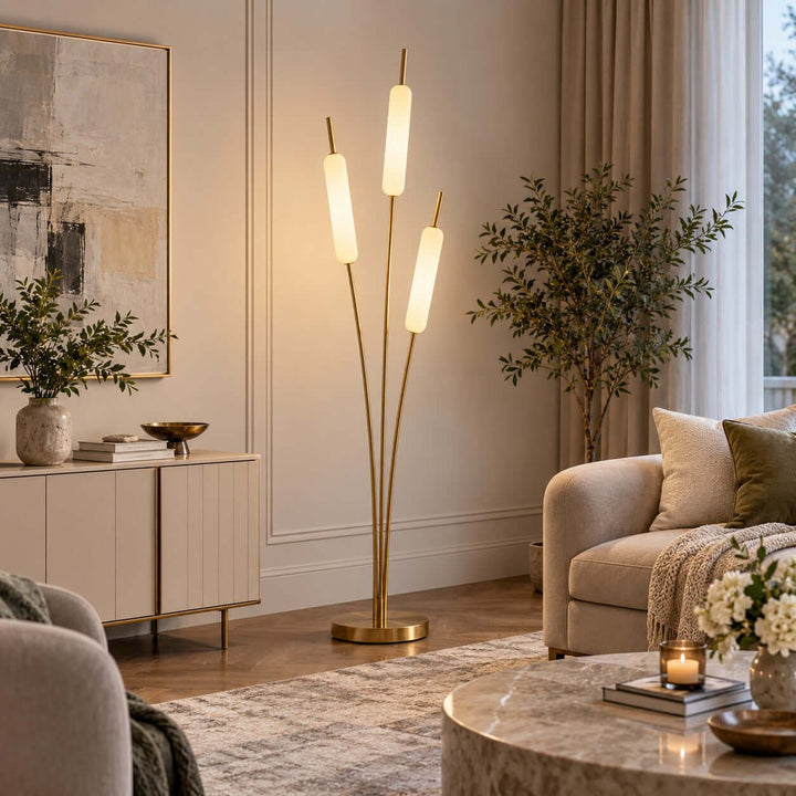 Avren LED Standing Lamp with Frosted Glass Shades for Home Decor