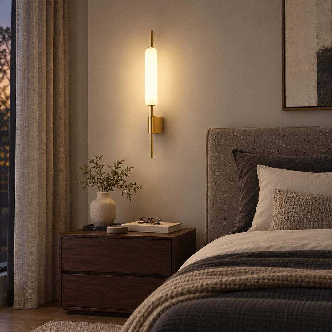 Avren Modern Antique Brass Wall Sconce with Glass Shade for Hallway