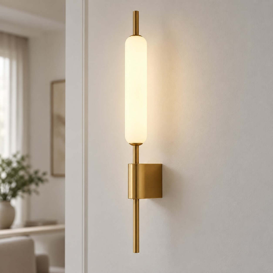 Avren Modern Antique Brass Wall Sconce with Glass Shade for Hallway