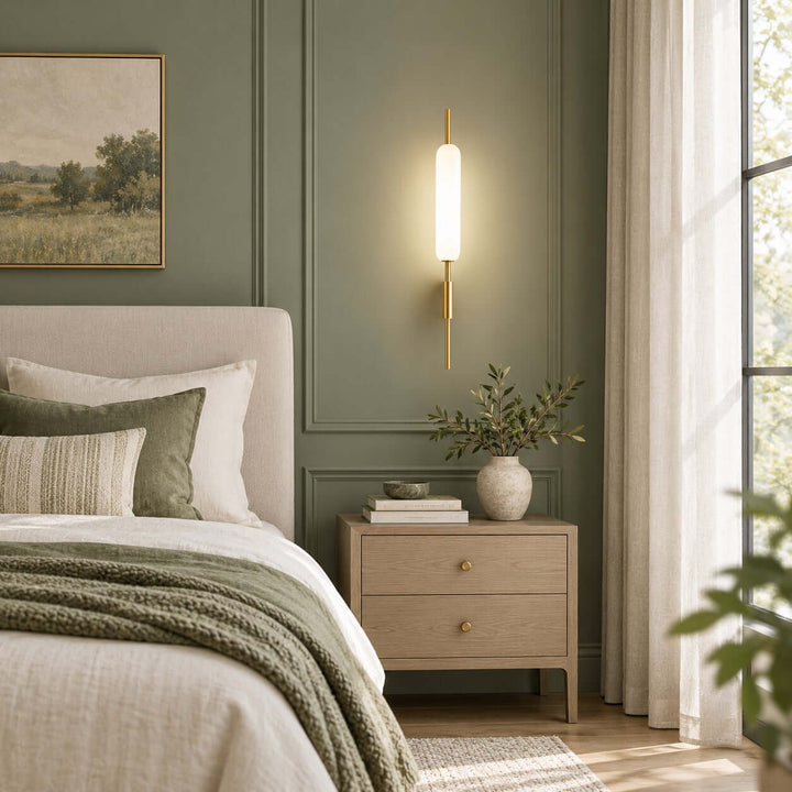 Avren Modern Antique Brass Wall Sconce with Glass Shade for Hallway