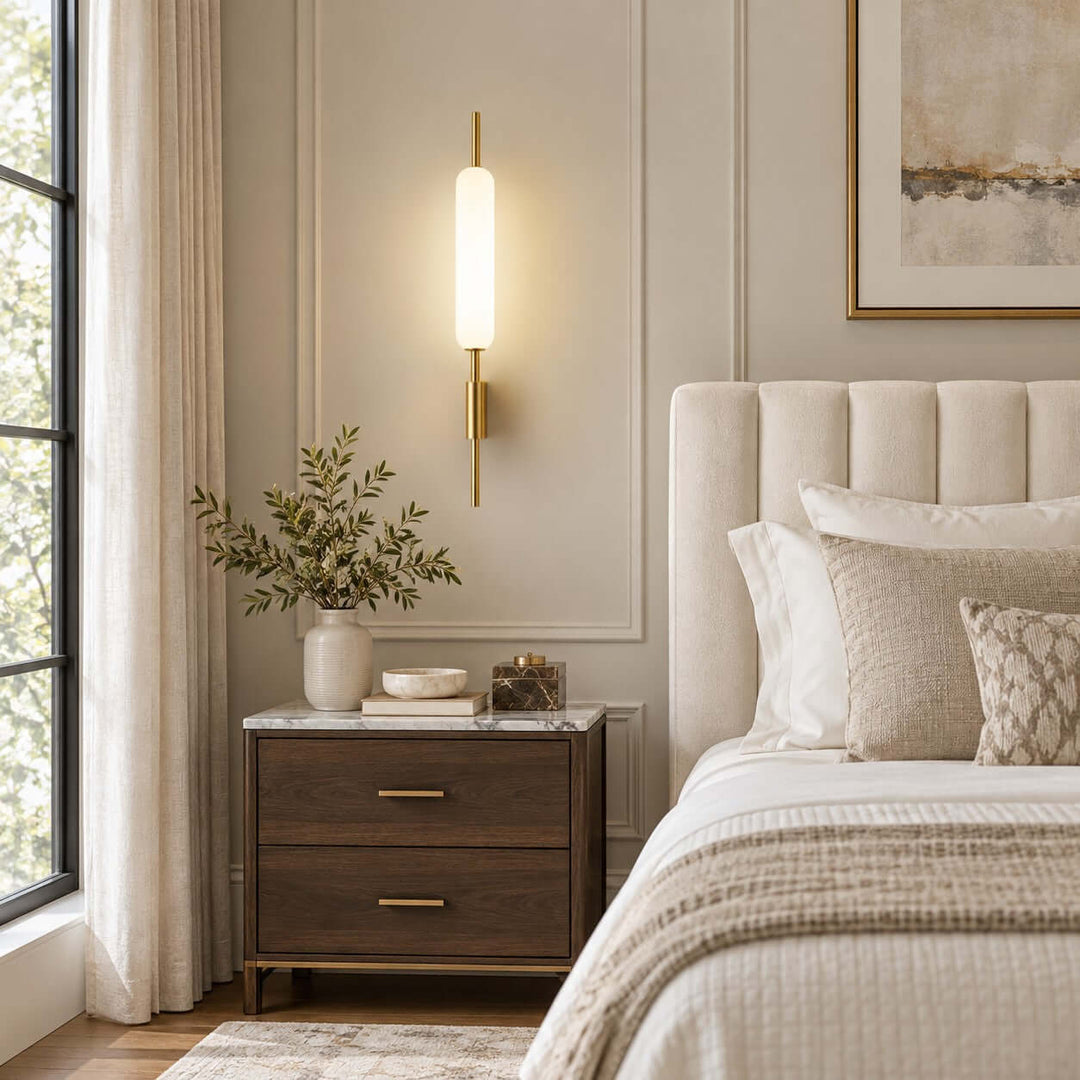 Avren Modern Antique Brass Wall Sconce with Glass Shade for Hallway