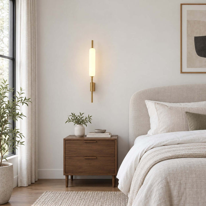Avren Modern Antique Brass Wall Sconce with Glass Shade for Hallway