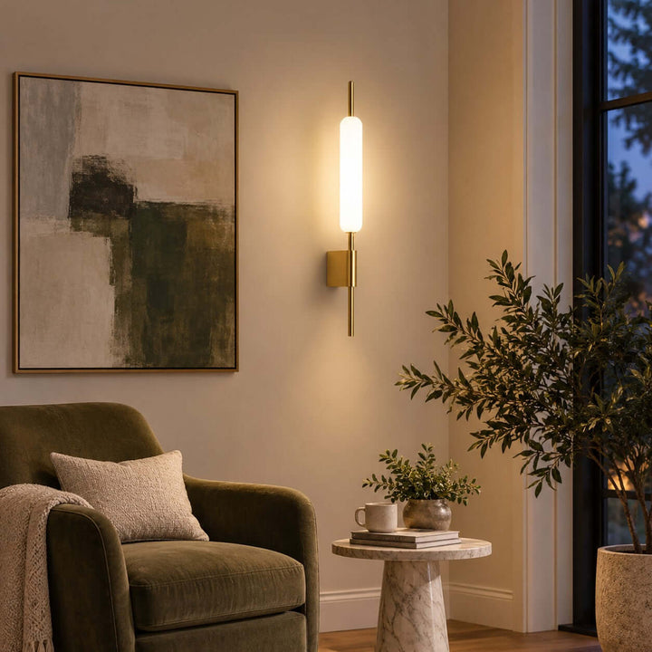 Avren Modern Antique Brass Wall Sconce with Glass Shade for Hallway