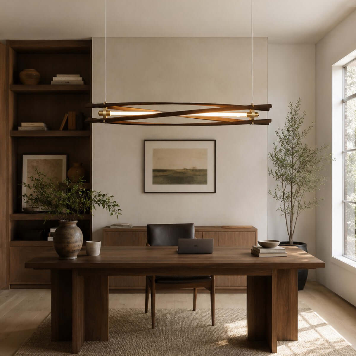 マリ産　高級ジャンベ　LINKE WOOD　ボディ外径 約34㎝ Axis Wood Chandelier – Modern Elegance with Organic Wooden Design