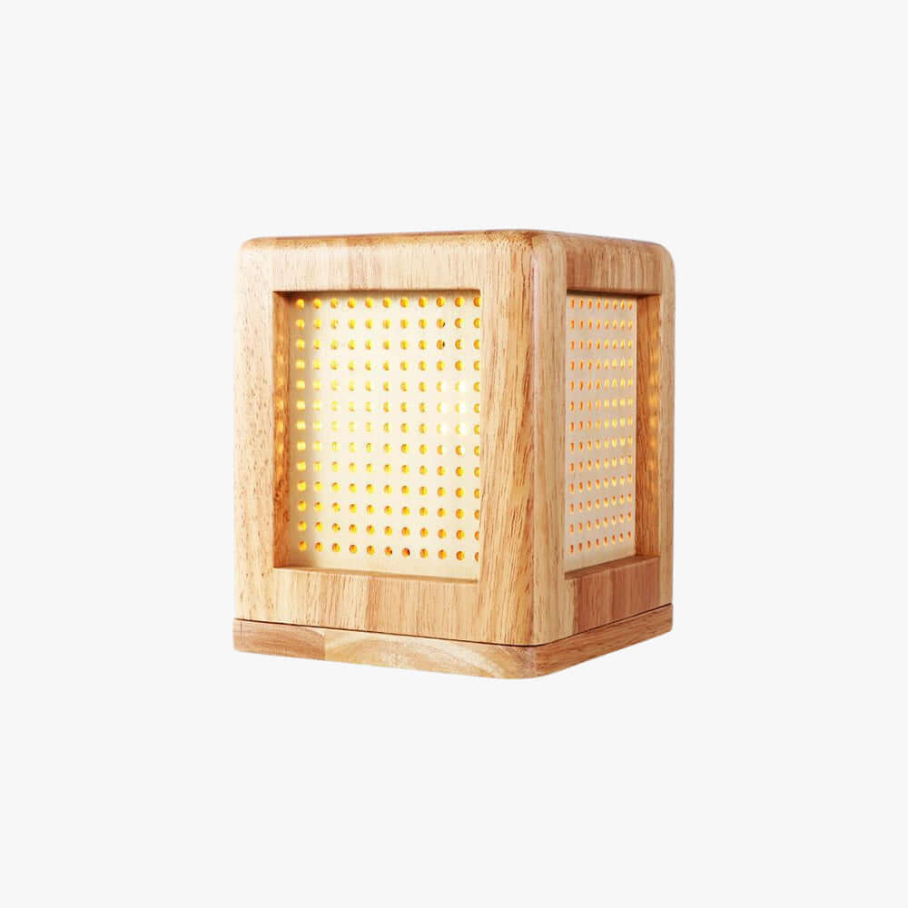 Belino Table Lamp – Retro Cube Solid Wood Ambient Lamp