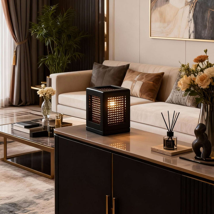 Belino Table Lamp – Retro Cube Solid Wood Ambient Lamp