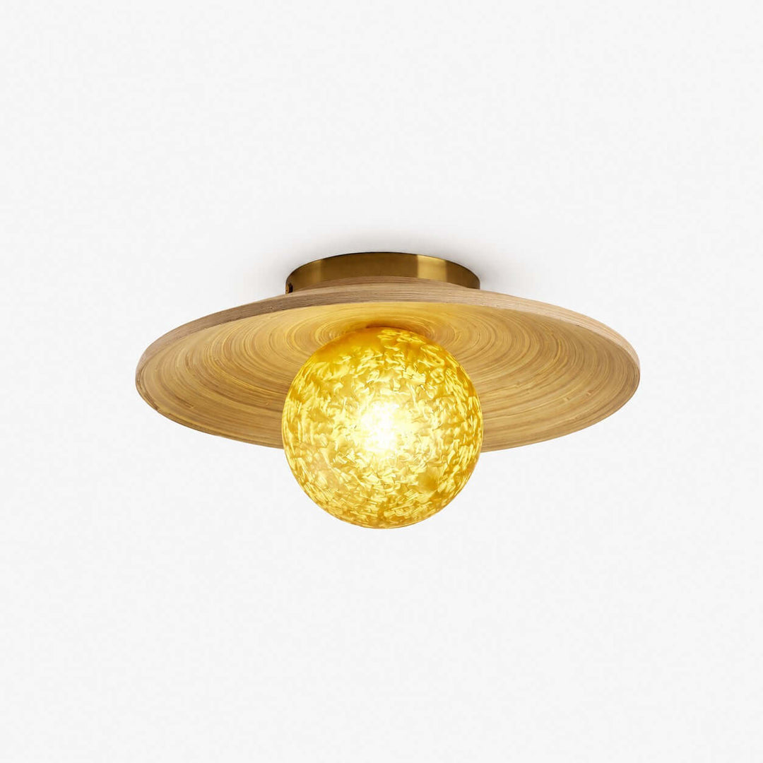 Belnori Japandi Bamboo Flush Mount Light for Bedroom Hallway