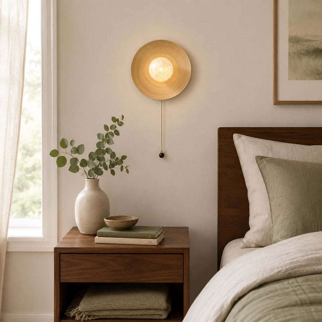 Belnori Japandi Bamboo Wall Sconce with Glass Globe Light