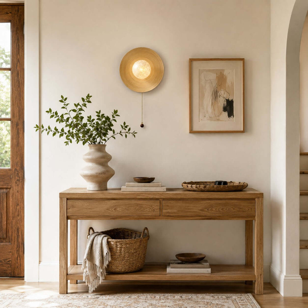 Belnori Japandi Bamboo Wall Sconce with Glass Globe Light