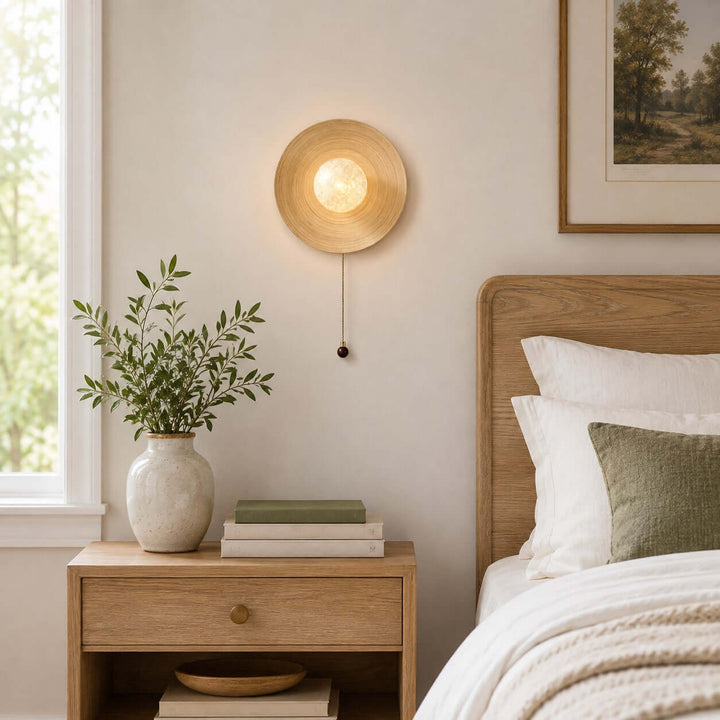 Belnori Japandi Bamboo Wall Sconce with Glass Globe Light
