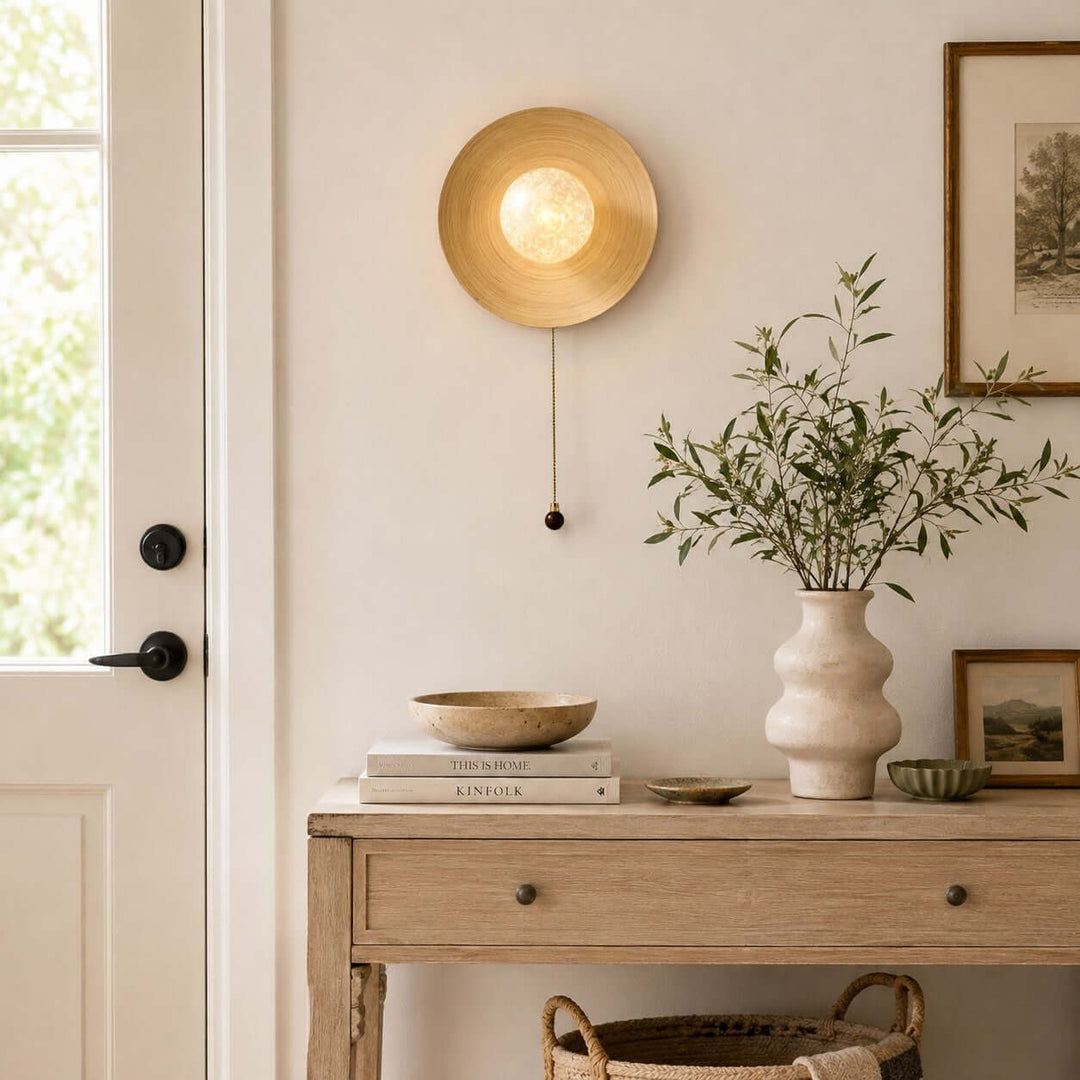 Belnori Japandi Bamboo Wall Sconce with Glass Globe Light