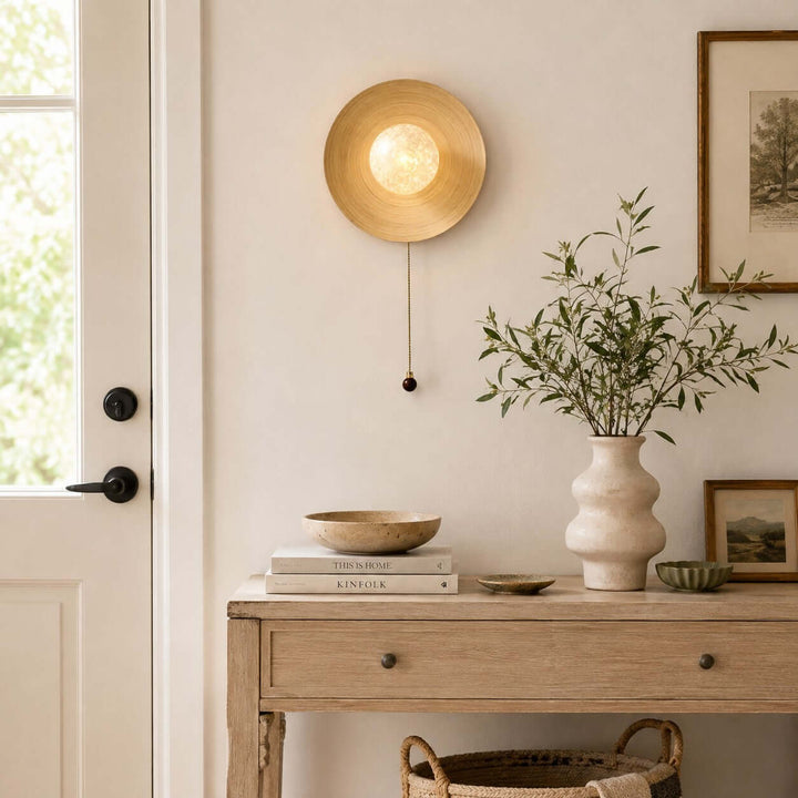 Belnori Japandi Bamboo Wall Sconce with Glass Globe Light