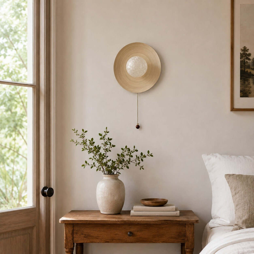 Belnori Japandi Bamboo Wall Sconce with Glass Globe Light