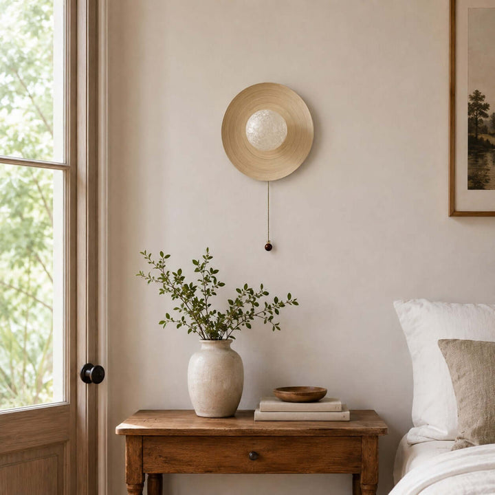 Belnori Japandi Bamboo Wall Sconce with Glass Globe Light