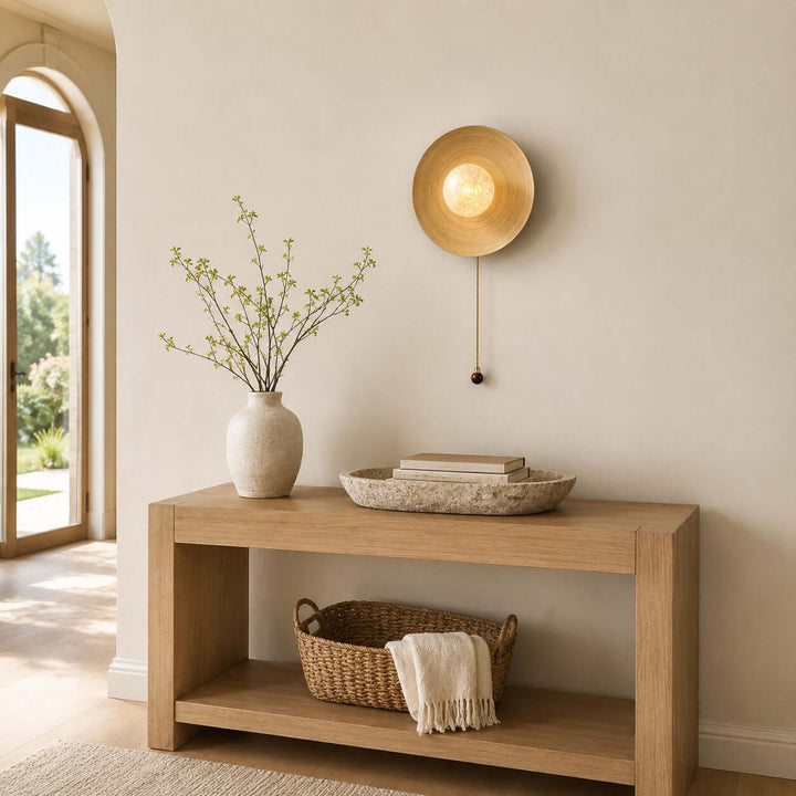 Belnori Japandi Bamboo Wall Sconce with Glass Globe Light